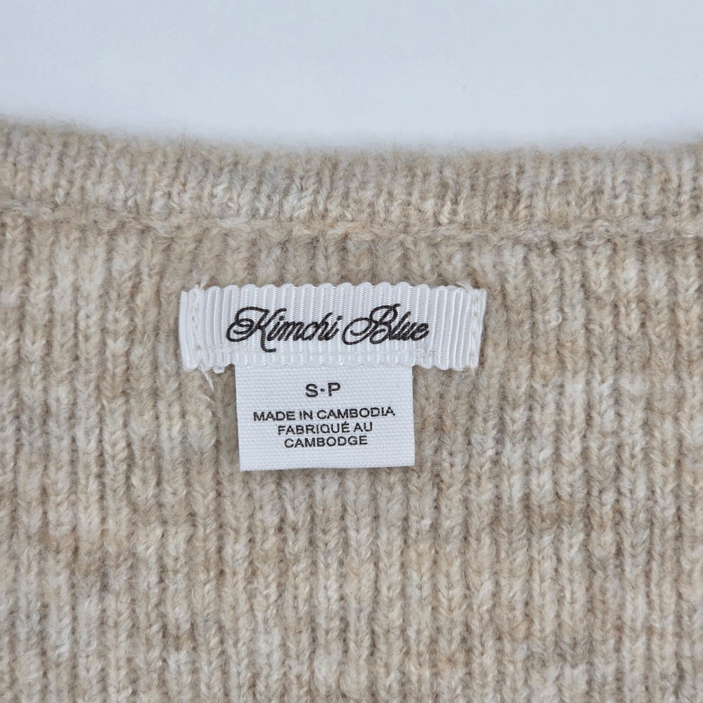 Kimchi Blue Cardigan Small Beige Ribbed Button Front Boho - Picture 5 of 6